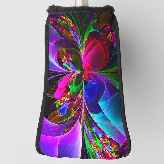 Moderne Bloemen Abstracte Kunst Rood Blauw Patroon Golfheadcover (Draai 90)