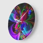 Moderne Bloemen Abstracte Kunst Rood Blauw Patroon Grote Klok (Hoek)