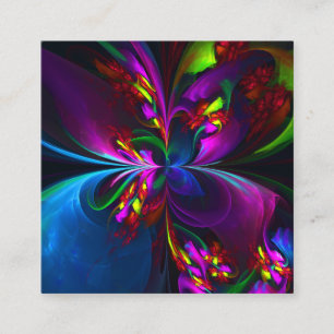 Moderne Bloemen Abstracte Kunst Rood Blauw Patroon Informatiekaartje