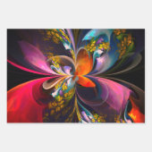 Moderne Bloemen Abstracte Kunst Rood Blauw Patroon Inpakpapier Vel (Voorkant 2)