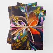 Moderne Bloemen Abstracte Kunst Rood Blauw Patroon Inpakpapier Vel (In situ)