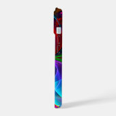 Moderne Bloemen Abstracte Kunst Rood Blauw Patroon iPhone 15 Case (Linkerkant)