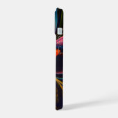 Moderne Bloemen Abstracte Kunst Rood Blauw Patroon iPhone 15 Case (Linkerkant)