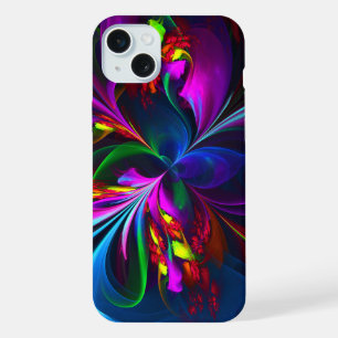 Moderne Bloemen Abstracte Kunst Rood Blauw Patroon iPhone 15 Plus Case