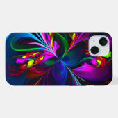 Moderne Bloemen Abstracte Kunst Rood Blauw Patroon iPhone Hoesje (Achterkant horizontaal)