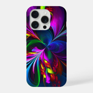 Moderne Bloemen Abstracte Kunst Rood Blauw Patroon iPhone 15 Pro Case