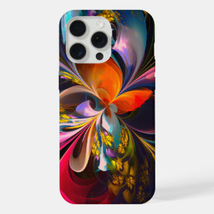 Moderne Bloemen Abstracte Kunst Rood Blauw Patroon iPhone 15 Pro Max Case