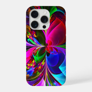Moderne Bloemen Abstracte Kunst Rood Blauw Patroon iPhone 15 Pro Case