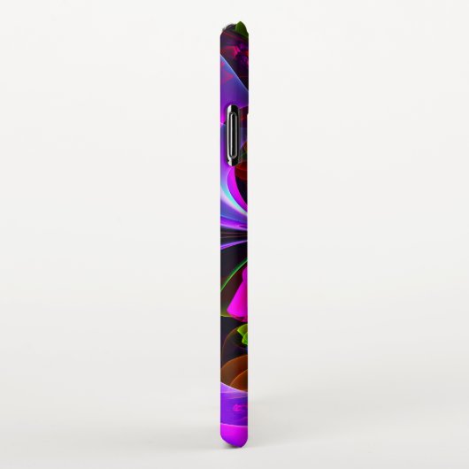 Moderne Bloemen Abstracte Kunst Rood Blauw Patroon iPhone Hoesje (Rechterkant)