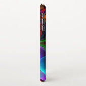 Moderne Bloemen Abstracte Kunst Rood Blauw Patroon iPhone Hoesje (Linkerkant)