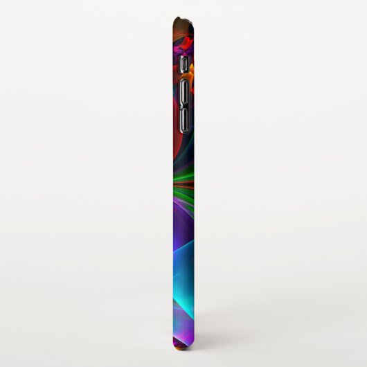 Moderne Bloemen Abstracte Kunst Rood Blauw Patroon iPhone Hoesje (Linkerkant)