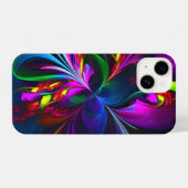 Moderne Bloemen Abstracte Kunst Rood Blauw Patroon iPhone Hoesje (Achterkant horizontaal)
