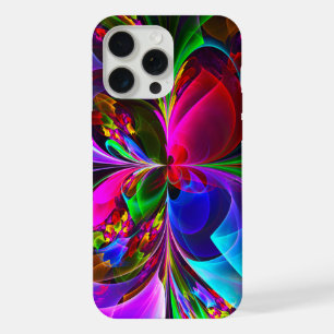 Moderne Bloemen Abstracte Kunst Rood Blauw Patroon iPhone 15 Pro Max Case