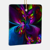 Moderne Bloemen Abstracte Kunst Rood Blauw Patroon Keramisch Ornament (Rechts)