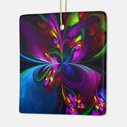 Moderne Bloemen Abstracte Kunst Rood Blauw Patroon Keramisch Ornament (Links)