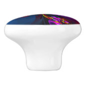 Moderne Bloemen Abstracte Kunst Rood Blauw Patroon Keramische Knop (Zijkant)