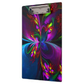 Moderne Bloemen Abstracte Kunst Rood Blauw Patroon Klembord (Links)