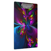 Moderne Bloemen Abstracte Kunst Rood Blauw Patroon Klembord (Rechts)