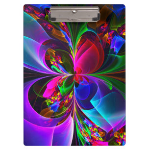 Moderne Bloemen Abstracte Kunst Rood Blauw Patroon Klembord