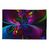 Moderne Bloemen Abstracte Kunst Rood Blauw Patroon Kussensloop (Achterkant)