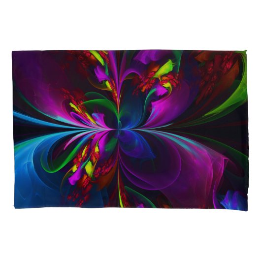 Moderne Bloemen Abstracte Kunst Rood Blauw Patroon Kussensloop (Voorkant)