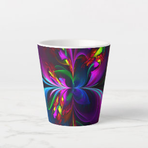Moderne Bloemen Abstracte Kunst Rood Blauw Patroon Latte Mok