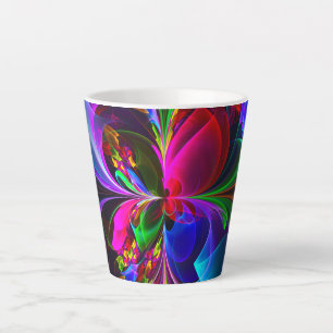 Moderne Bloemen Abstracte Kunst Rood Blauw Patroon Latte Mok