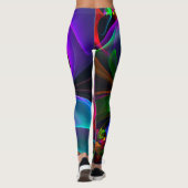 Moderne Bloemen Abstracte Kunst Rood Blauw Patroon Leggings (Achterkant)