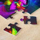 Moderne Bloemen Abstracte Kunst Rood Blauw Patroon Legpuzzel (Zijkant)