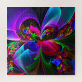 Moderne Bloemen Abstracte Kunst Rood Blauw Patroon Legpuzzel (Horizontaal)