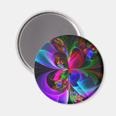 Moderne Bloemen Abstracte Kunst Rood Blauw Patroon Magneet (Voorkant / Achterkant)