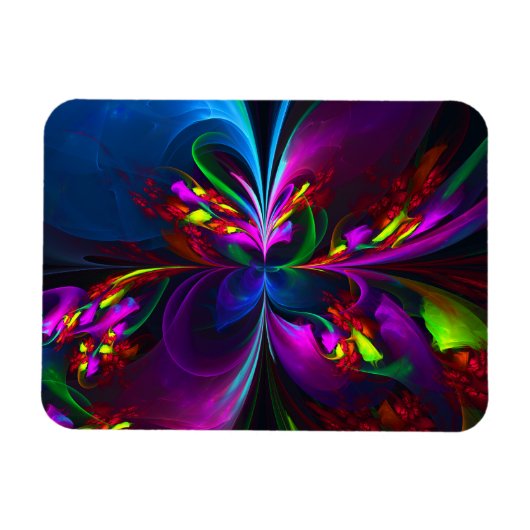 Moderne Bloemen Abstracte Kunst Rood Blauw Patroon Magneet (Horizontaal)