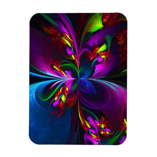 Moderne Bloemen Abstracte Kunst Rood Blauw Patroon Magneet (Verticaal)