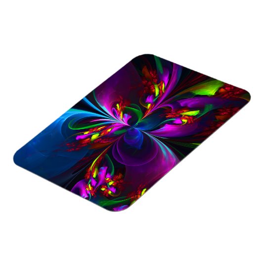 Moderne Bloemen Abstracte Kunst Rood Blauw Patroon Magneet (Linkerzijde)