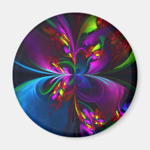 Moderne Bloemen Abstracte Kunst Rood Blauw Patroon Magneet