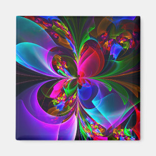 Moderne Bloemen Abstracte Kunst Rood Blauw Patroon Magneet