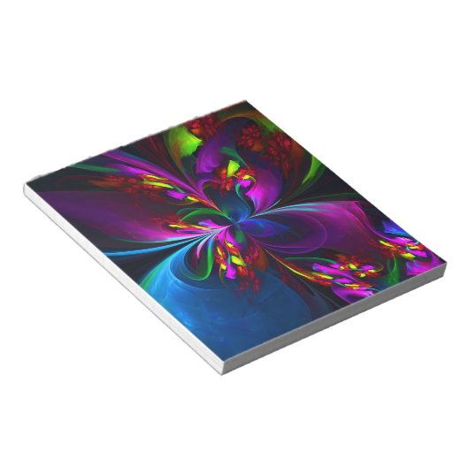 Moderne Bloemen Abstracte Kunst Rood Blauw Patroon Notitieblok (Schuin)