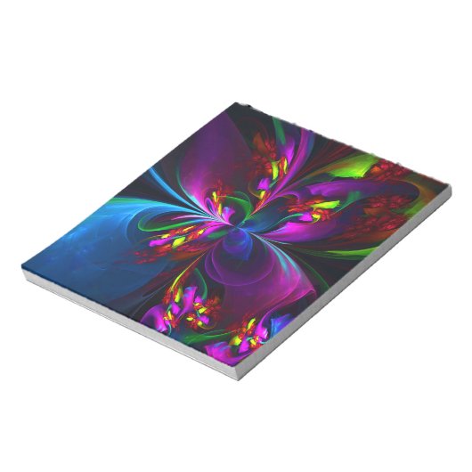 Moderne Bloemen Abstracte Kunst Rood Blauw Patroon Notitieblok (Linkerzijde)