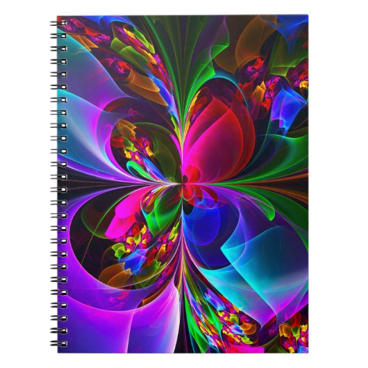 Moderne Bloemen Abstracte Kunst Rood Blauw Patroon Notitieboek (Voorkant)
