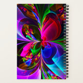 Moderne Bloemen Abstracte Kunst Rood Blauw Patroon Notitieboek (Achterkant)