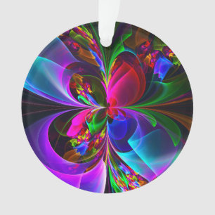 Moderne Bloemen Abstracte Kunst Rood Blauw Patroon Ornament