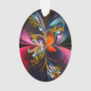 Moderne Bloemen Abstracte Kunst Rood Blauw Patroon Ornament