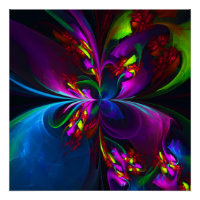 Moderne Bloemen Abstracte Kunst Rood Blauw Patroon