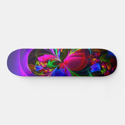 Moderne Bloemen Abstracte Kunst Rood Blauw Patroon Persoonlijk Skateboard (Horizontaal)