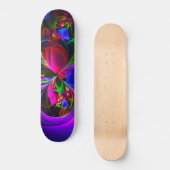 Moderne Bloemen Abstracte Kunst Rood Blauw Patroon Persoonlijk Skateboard (Voorkant)