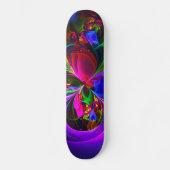 Moderne Bloemen Abstracte Kunst Rood Blauw Patroon Persoonlijk Skateboard (Voorkant)