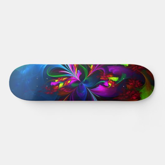 Moderne Bloemen Abstracte Kunst Rood Blauw Patroon Persoonlijk Skateboard (Horizontaal)