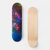 Moderne Bloemen Abstracte Kunst Rood Blauw Patroon Persoonlijk Skateboard (Voorkant)