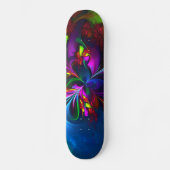 Moderne Bloemen Abstracte Kunst Rood Blauw Patroon Persoonlijk Skateboard (Voorkant)