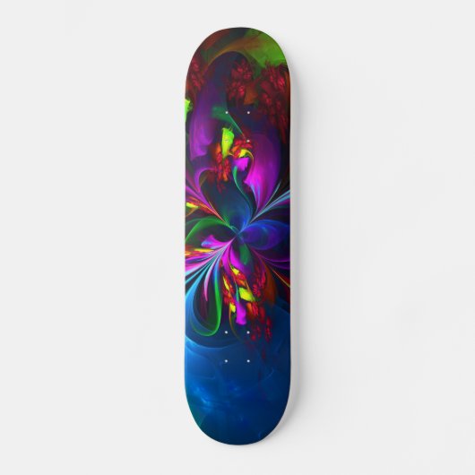 Moderne Bloemen Abstracte Kunst Rood Blauw Patroon Persoonlijk Skateboard (Voorkant)